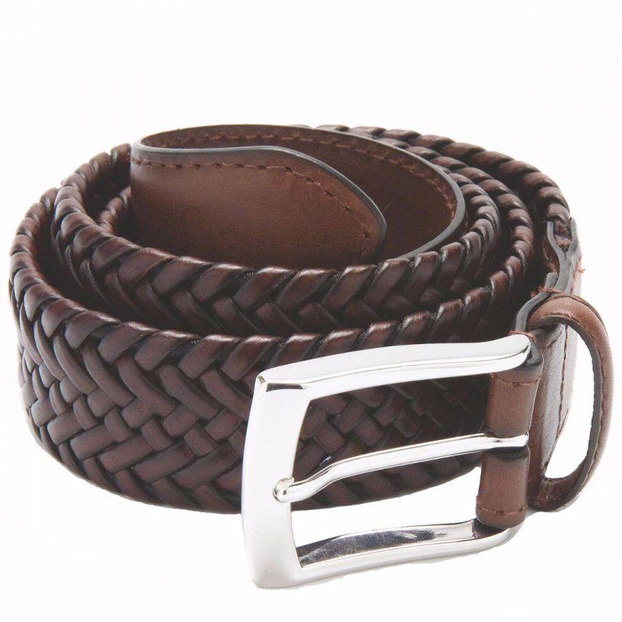 Cinturón Dents Leather Trenzado Brown/Plata Dent´s