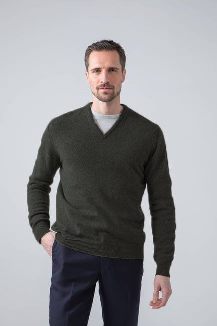 Sweater V 100% lambswool Seaweed / En Stock Johnstons