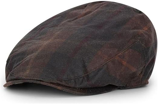 Brown Tartan wax flat cap
