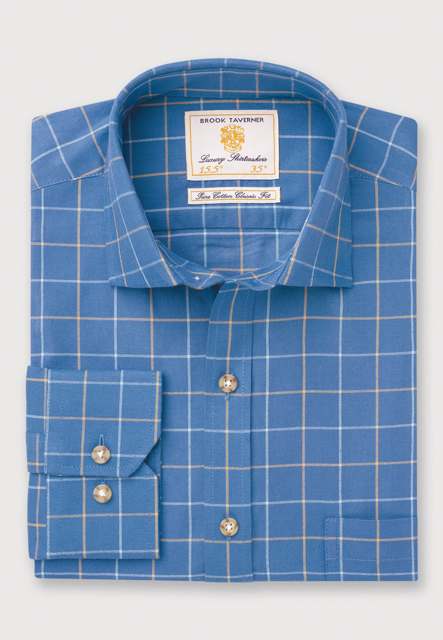 Camisa de Algodón Tattersall, Blue Check