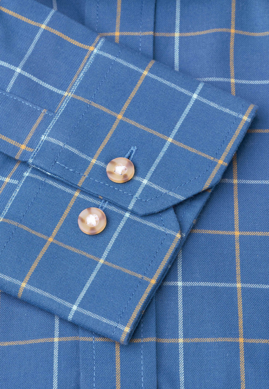 Camisa de Algodón Tattersall, Blue Check