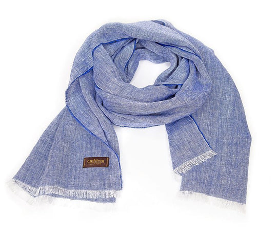 Bufanda de Lino Irlandés, 220x50, Azul
