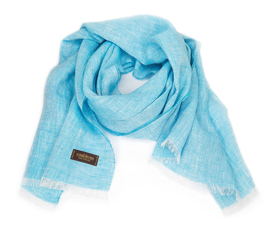 Bufanda de Lino Irlandés, 220x50, Turquesa