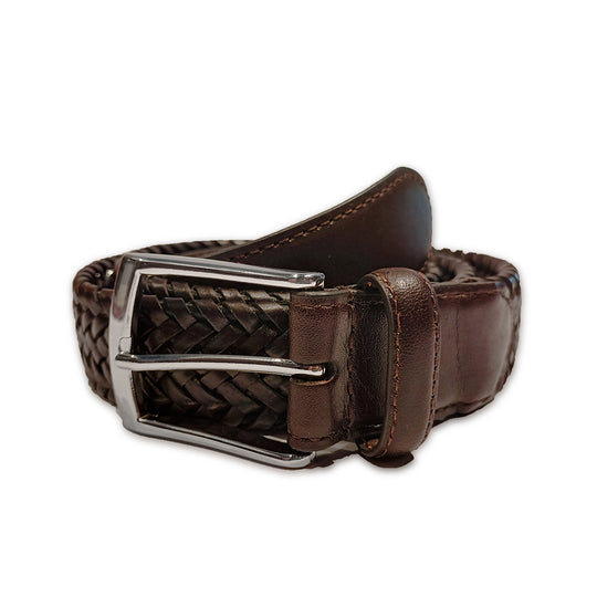 Cinturón de vacuno Trenzado Brown / Plata