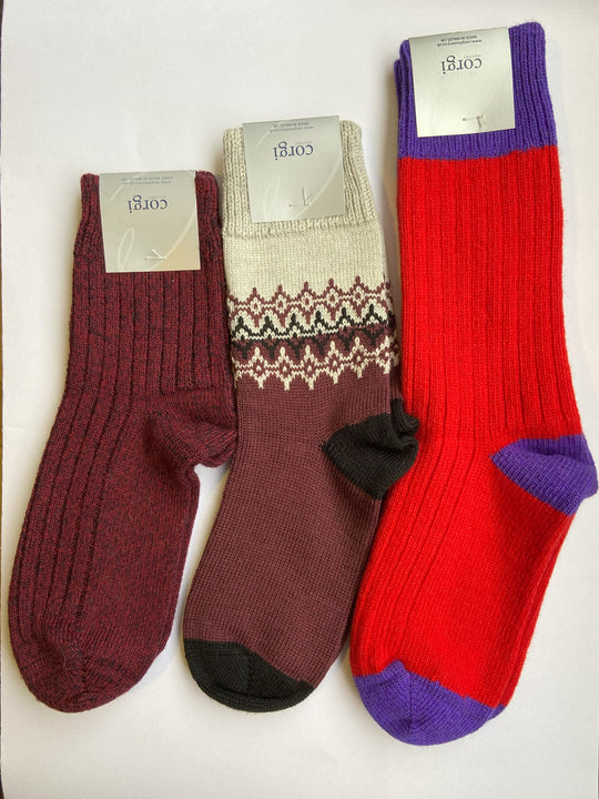 Calcetin Corgi Mujer Grueso Lana 80% Algodon 20% en Pack de 3