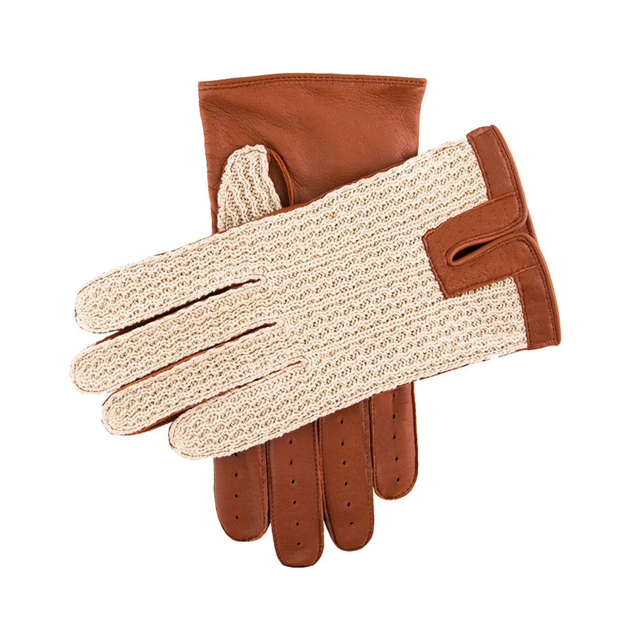 Guante Driving Lancaster, Cognac/Cotton Crochet