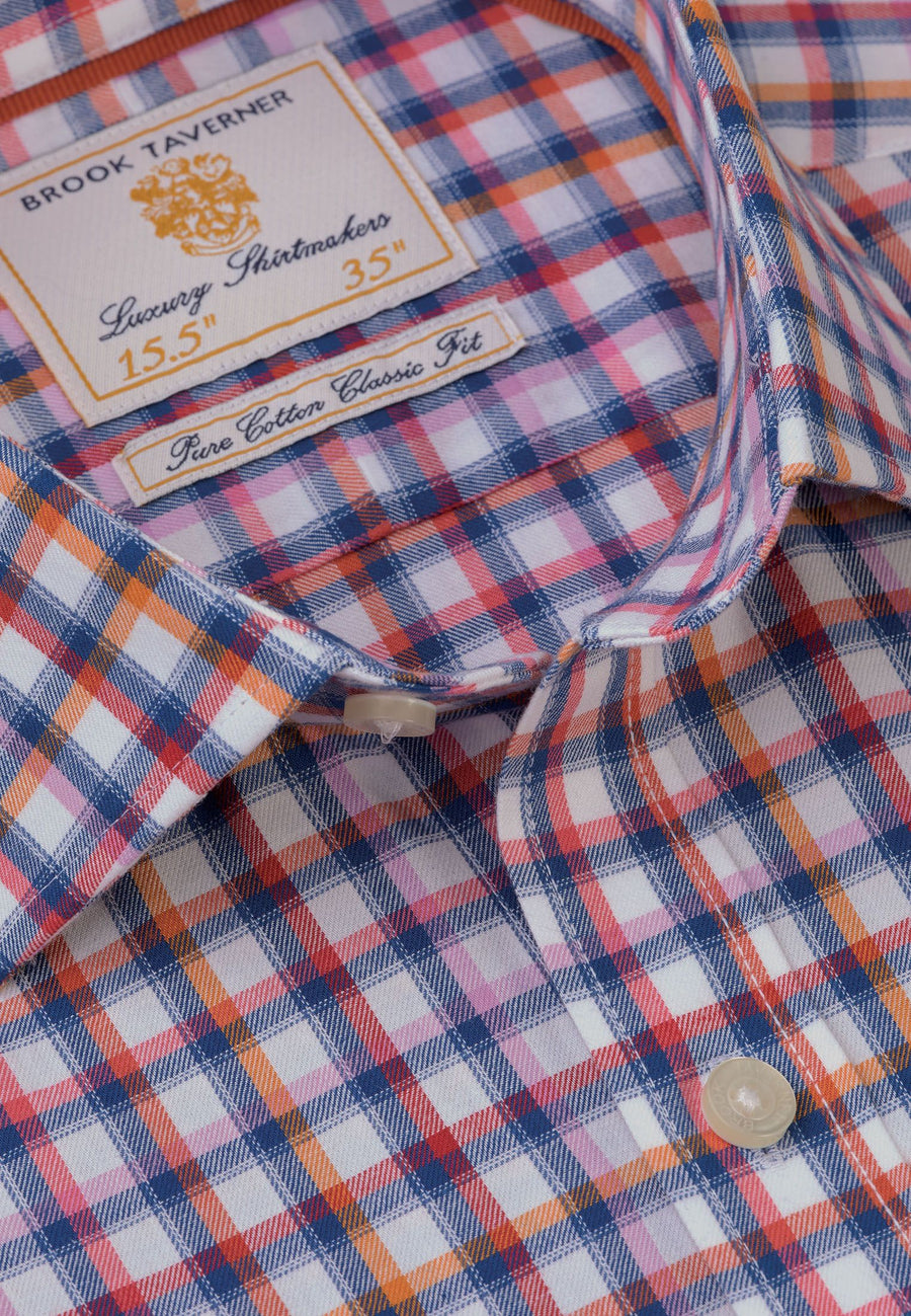 Camisa de Algodón Tattersall, Navy Red Check