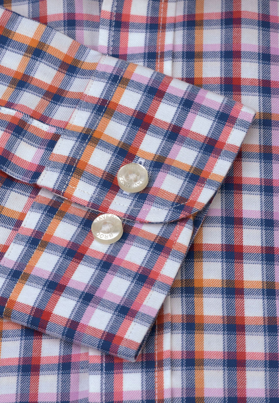 Camisa de Algodón Tattersall, Navy Red Check