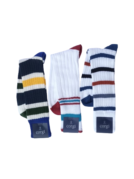 Calcetines Corgi Grueso de Algodón Blancos, Pack Talla M