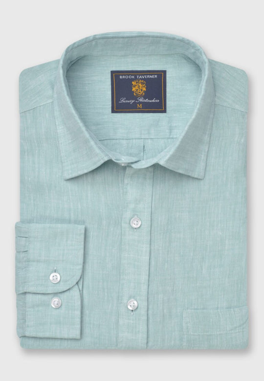 Camisa 100% Lino manga larga Verde Aqua