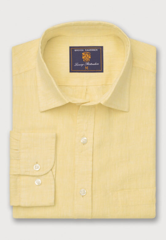 Camisa 100% Lino manga larga Amarilla