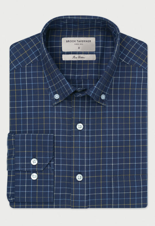 Camisa de Algodón Tattersall, Blue Check