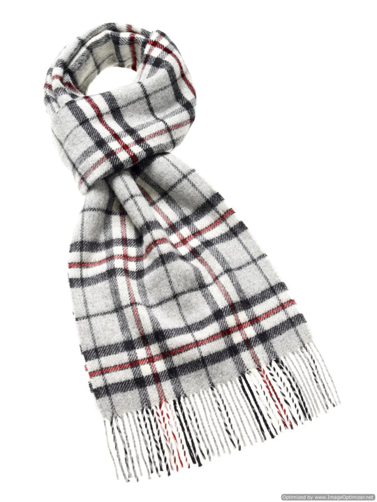 Bufanda B 100% Lambswool 25 x190 Tartan, Grey Thompson