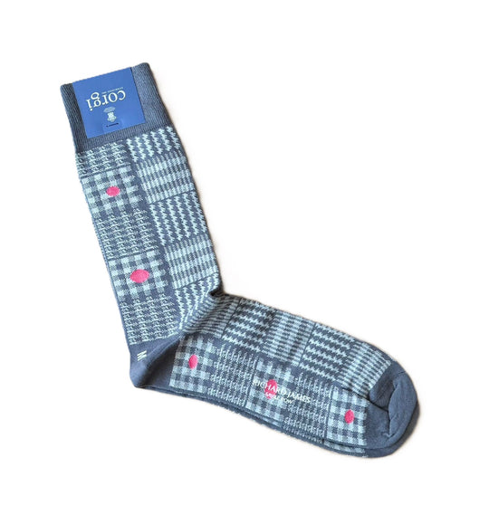 Calcetín 75% algodón delgado, Tartan Gris