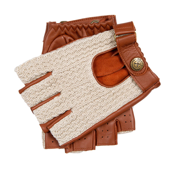 Guante Driving Cleave, Cut Off Finger Tan/Cotton Crochet