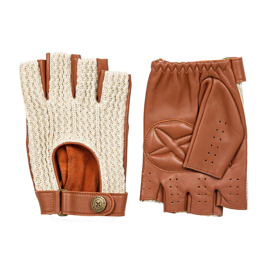 Guante Driving Cleave, Cut Off Finger Tan/Cotton Crochet