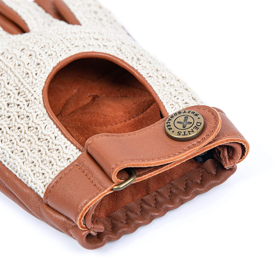 Guante Driving Cleave, Cut Off Finger Tan/Cotton Crochet