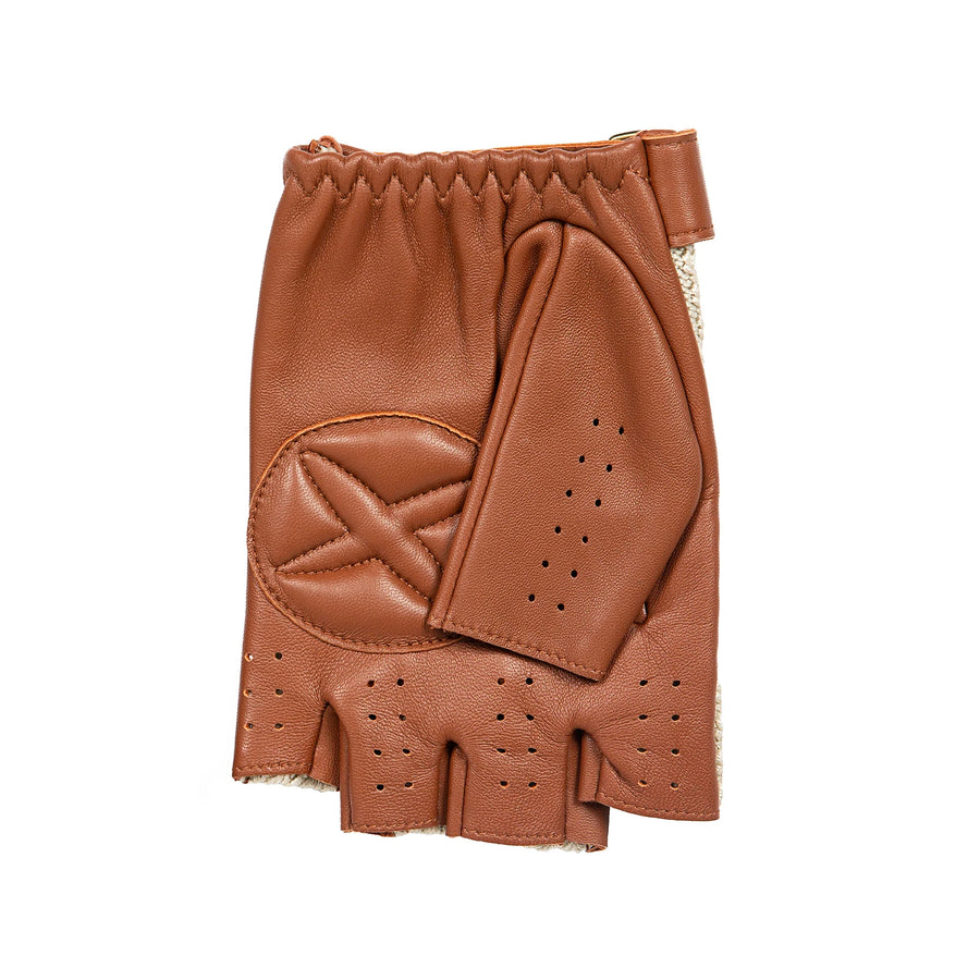 Guante Driving Cleave, Cut Off Finger Tan/Cotton Crochet