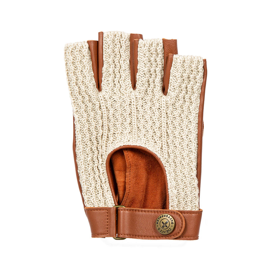Guante Driving Cleave, Cut Off Finger Tan/Cotton Crochet