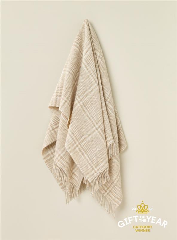 Chal Lambswool 140x185, Glen check Beige