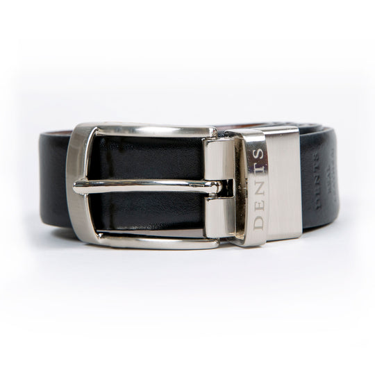 Cinturón de cuero natural Reversible Black / Tan 35 mm