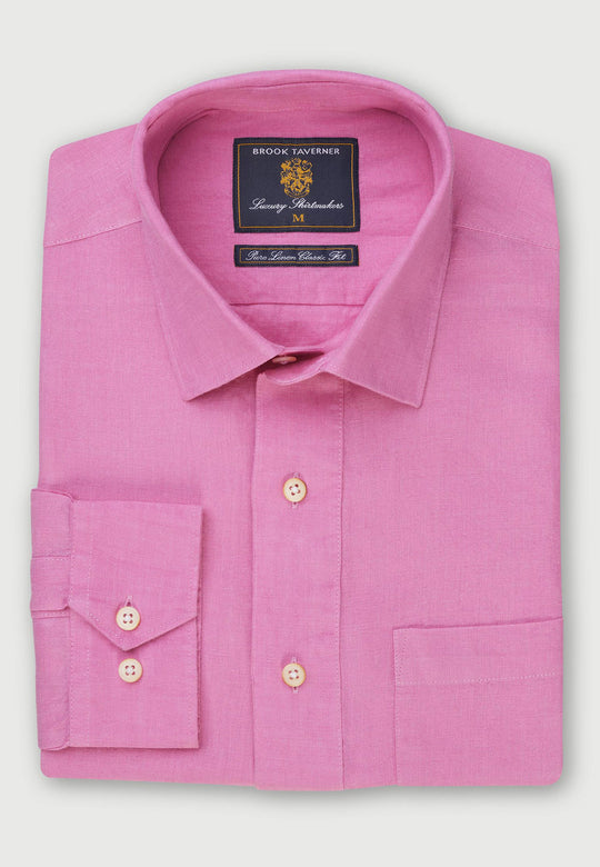 Camisa 100% Lino manga larga Rosada