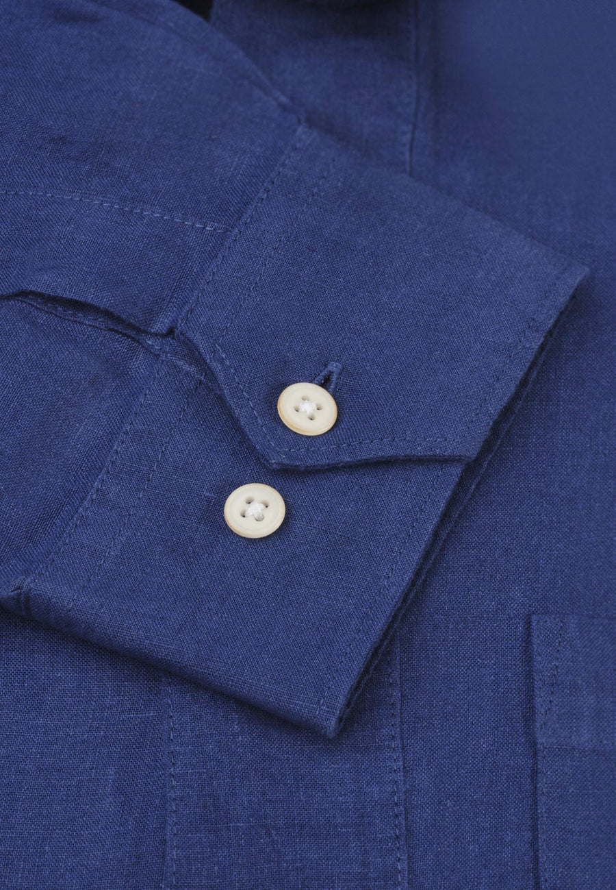 Camisa 100% Lino manga larga sport Azul Brook Taverner