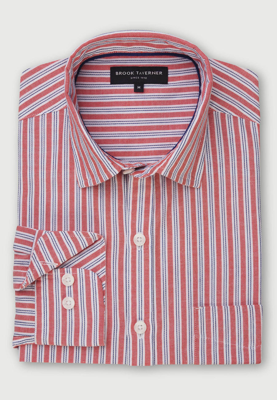 Camisa de Algodón Stripes Rose Navy Brook Taverner