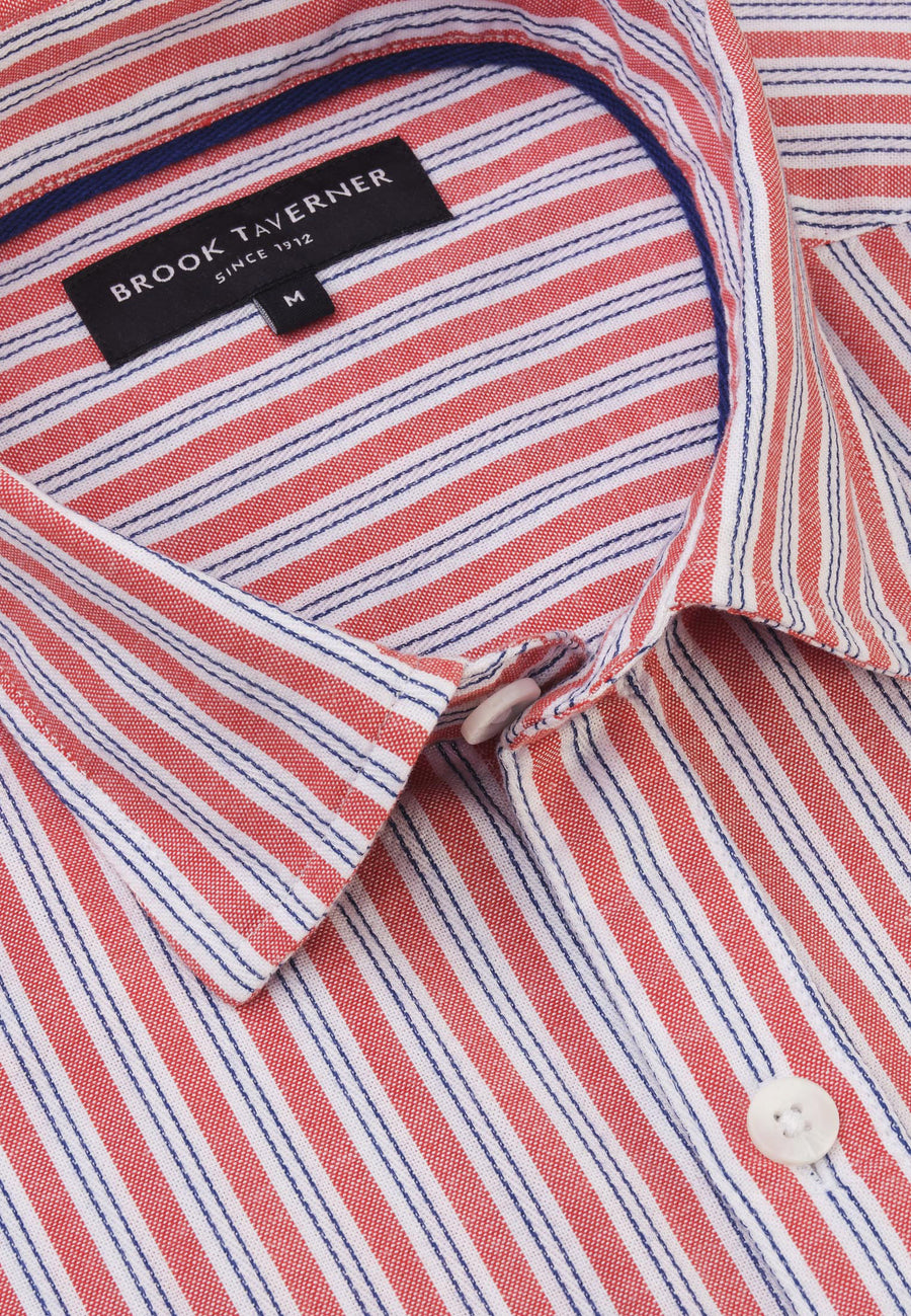 Camisa de Algodón Stripes Rose Navy Brook Taverner