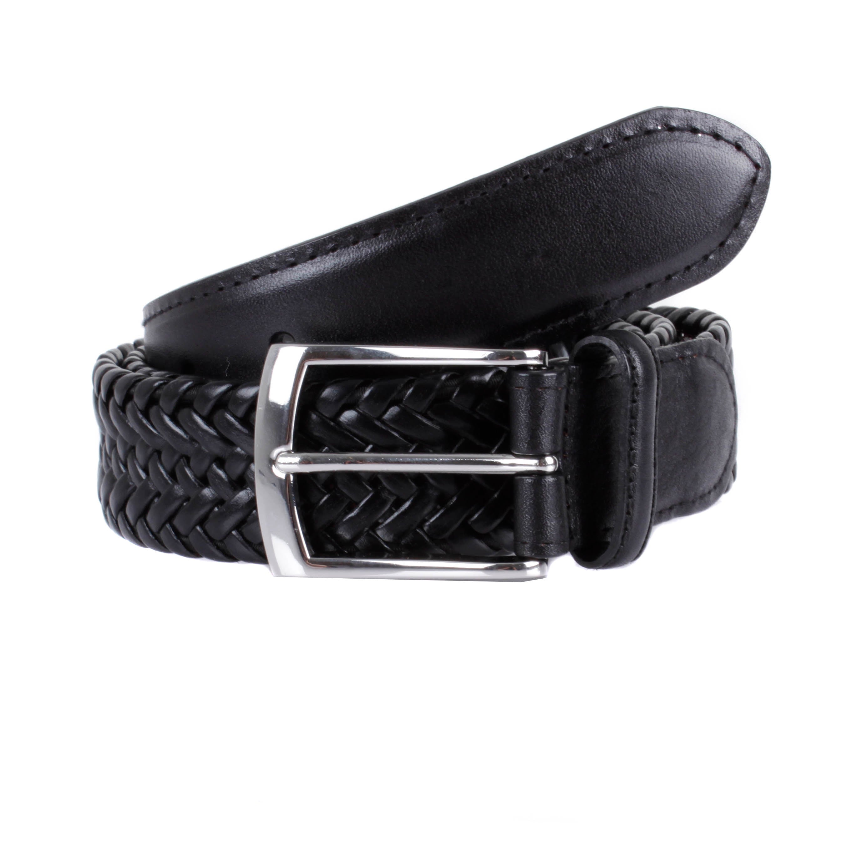 Cinturón de vacuno Trenzado Black / Plata
