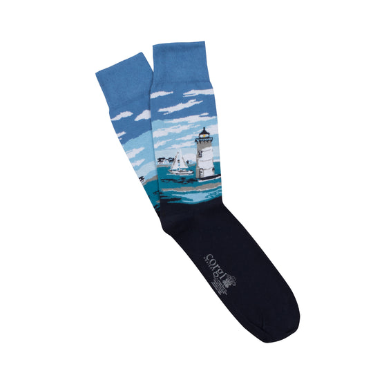 Calcetín 75% algodón delgado, Paisaje Faro en la bahía M